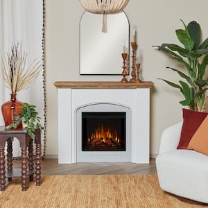 Anika 49 in. Freestanding Wooden Electric Fireplace in White Stucco