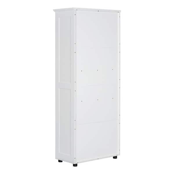Zeus & Ruta 29 in. W x 14.6 in. D x 71 in. H White Linen Cabinet with Adjustable and Fixed Shelf