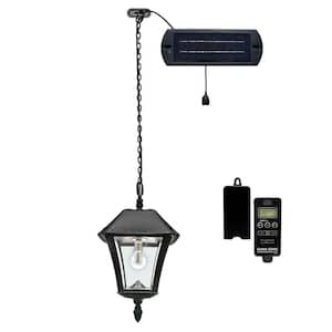 Baytown II Solar 1-Light Black Outdoor Pendant Chandelier Hanging Light With Remote Control For Pergola Gazebo Pavilion