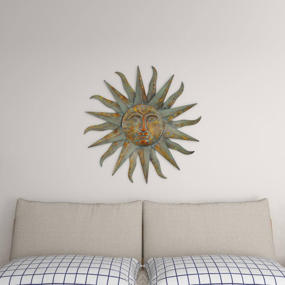 Gold Distressed Metal Sunburst Wall Sculpture