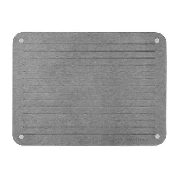 15.75 in. x 11.81 in. Gray Diatomaceous Stone Pet Place Mat, Stone Mat with 4 Non-Slip Legs, Pet Feeding Mat