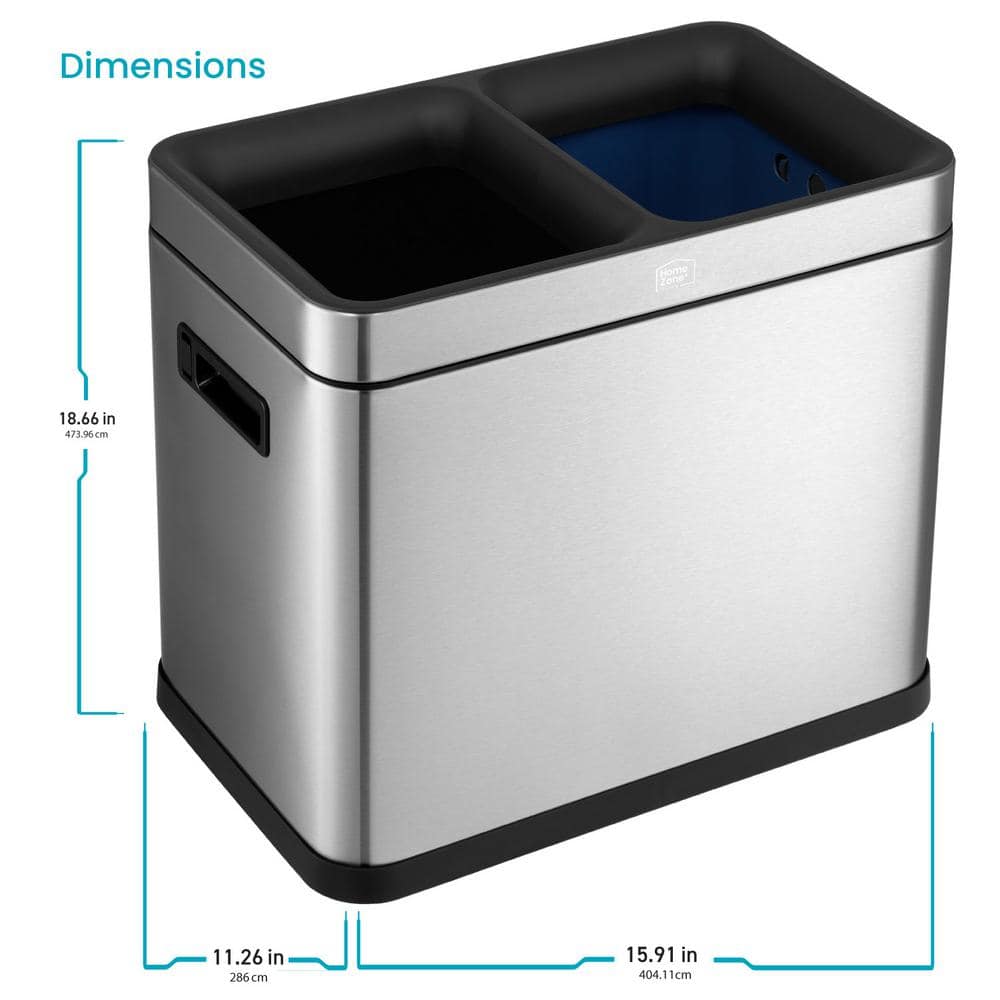 8 Gallon Stainless Steel Dual Compartment Open Top Trash Can