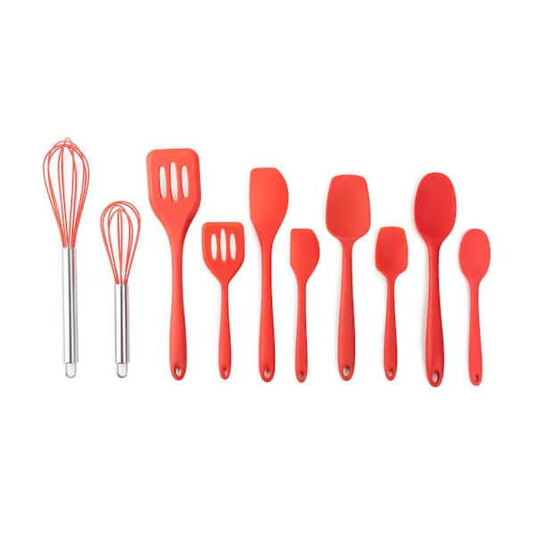 Core Kitchen 10-Piece Strawberry Large and Mini Essential Silicone Utensil Set
