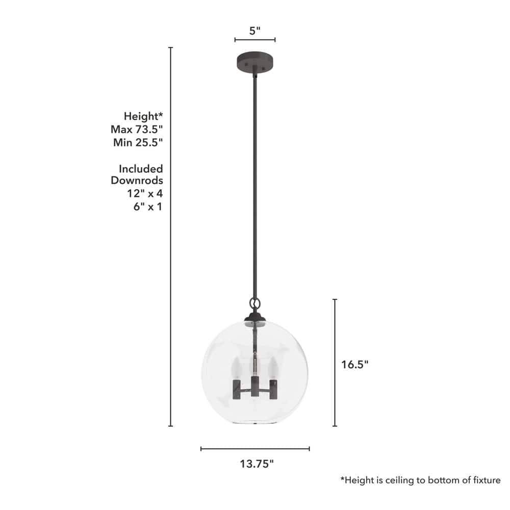 High Oaks Noble Bronze 3-Light Globe Pendant with Glass Orb