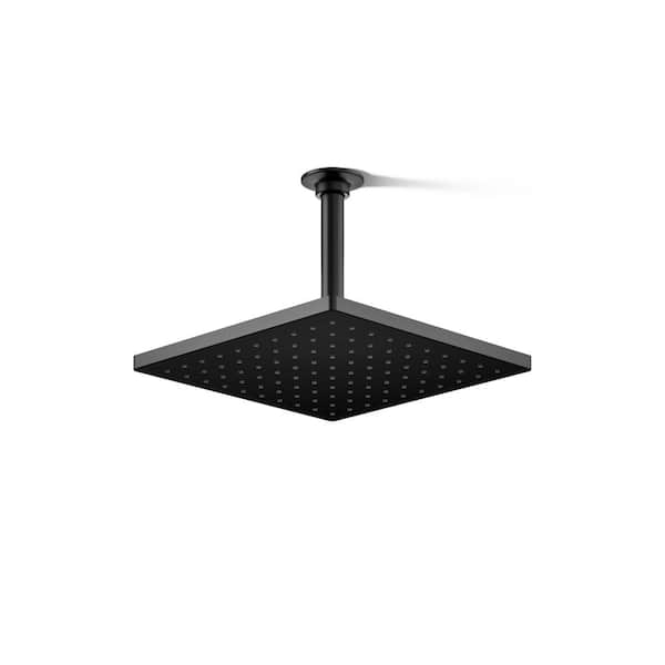 KOHLER Honesty 1-Spray Patterns with 1.75 GPM 10 in. Ceiling Mount Fixed Shower Head in Matte Black