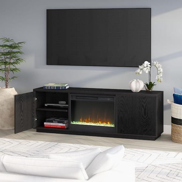 Meyer&Cross Hanson 70 in. Black Grain TV Stand Fits TV's up to 75
