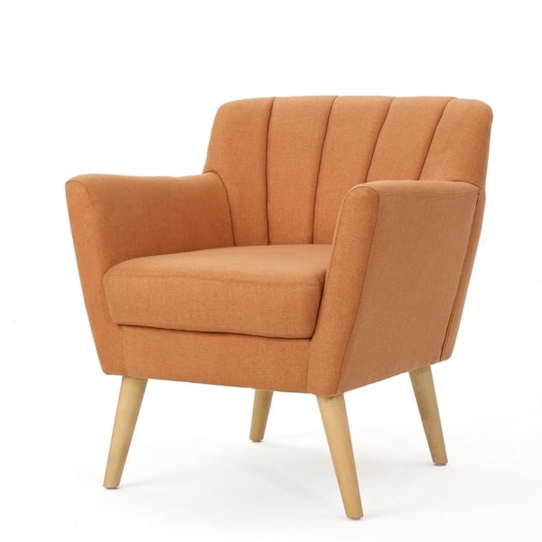 Noble House Merel Mid-Century Modern Orange Fabric Club Chair