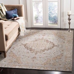 Classic Vintage Taupe 5 ft. x 8 ft. Floral Area Rug