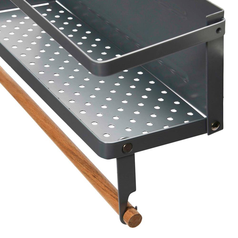 Gray Metal Magnetic Spice Rack with Paper Towel Holder
