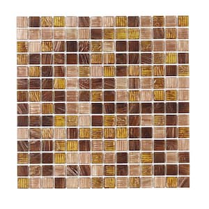Verona Brown 11.875 in. x 11.875 in. Glossy Glass Mosaic Tile (19.58 sq. ft./Case)