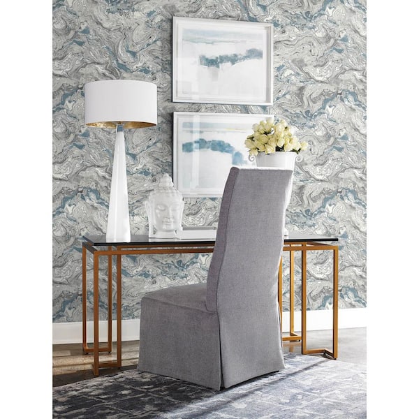 Luxe Haven Lunar Rock and Cerulean Faux Marble Peel and Stick Wallpaper (Covers 40.5 sq. ft.)