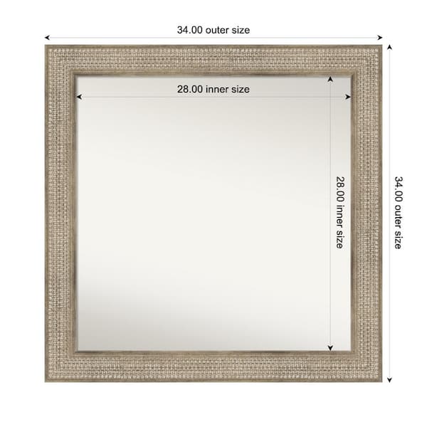 Amanti Art Trellis Silver 34 in. x 34 in. Custom Non-Beveled Wood Framed Bathroom Vanity Wall Mirror