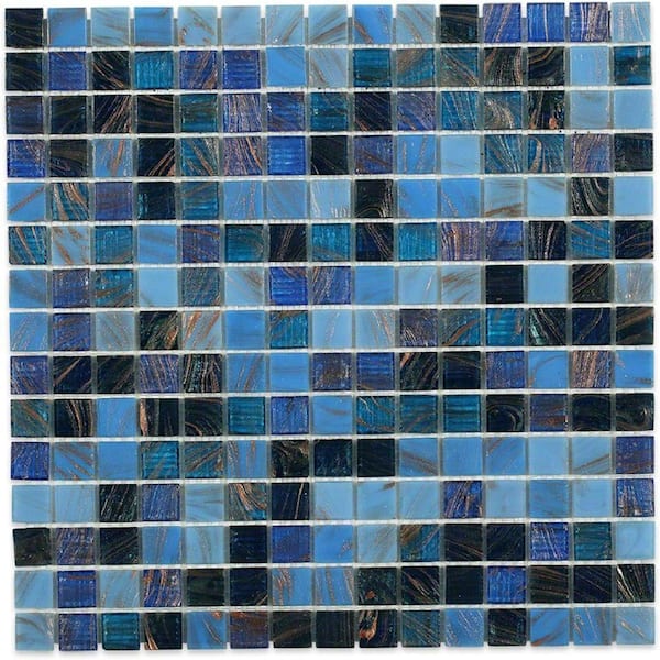 Ivy Hill Tile Bahama Blue 13 in. x 13 in. x 4 mm Glass Mosaic Floor and Wall Tile
