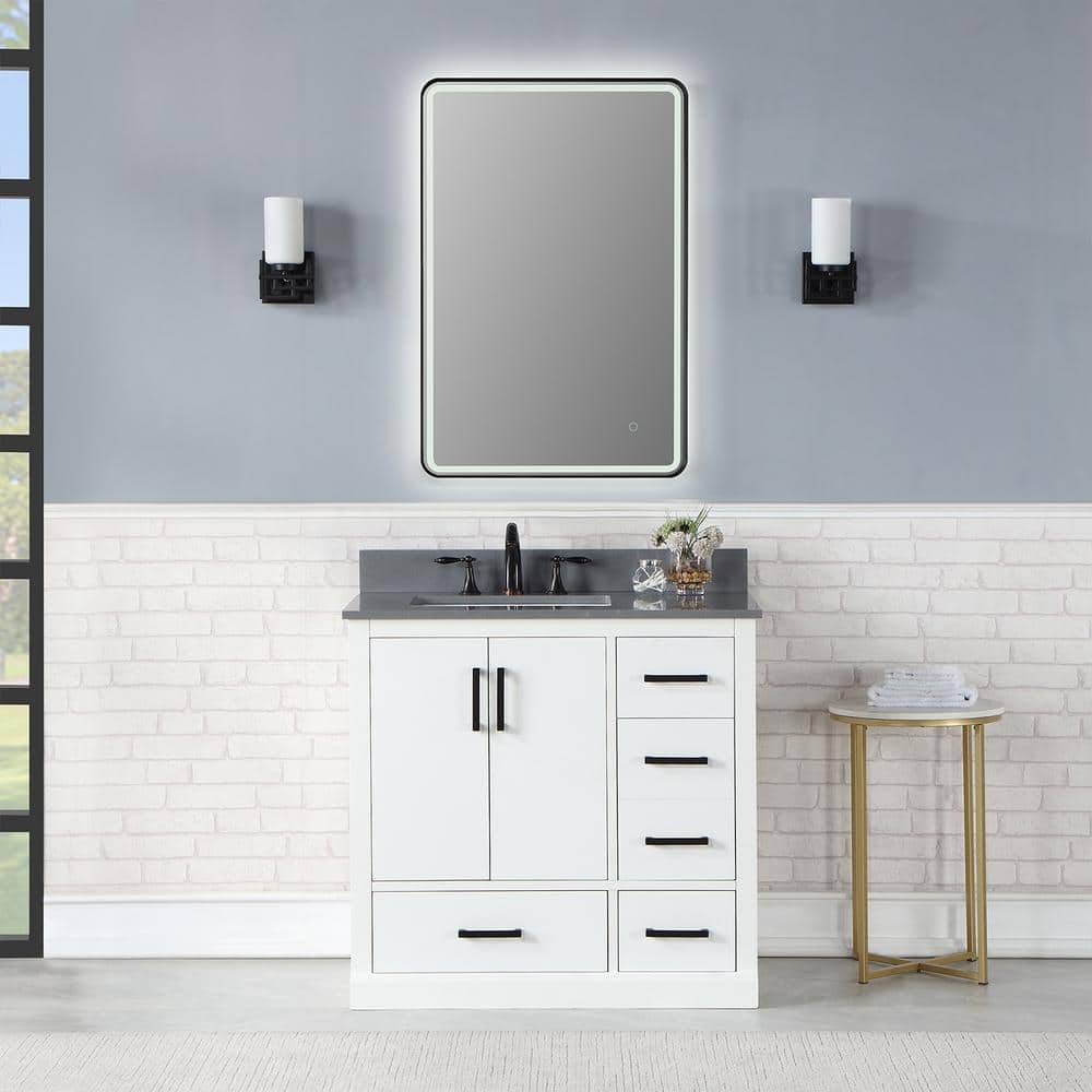 Viaggi 36" x 24" Silver and Gold LED Bathroom Vanity Mirror