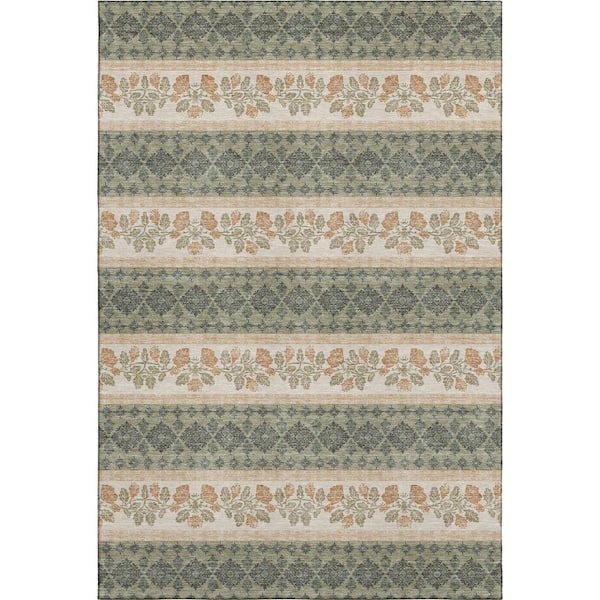 Mayfield Premium Machine Washable Abstract AMF2465 Sage 5 ft. x 7 ft. 6 in. Area Rug