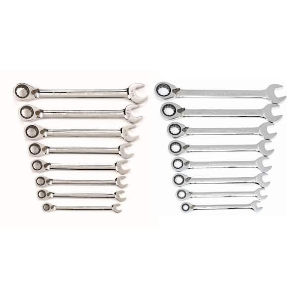 GEARWRENCH Metric/SAE Reversible Combination Ratcheting Wrench Set (16-Piece)