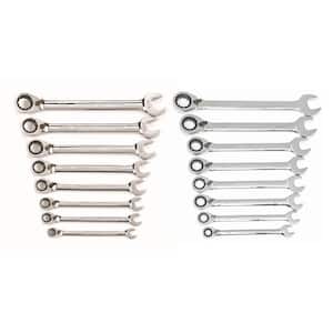 Metric/SAE Reversible Combination Ratcheting Wrench Set (16-Piece)