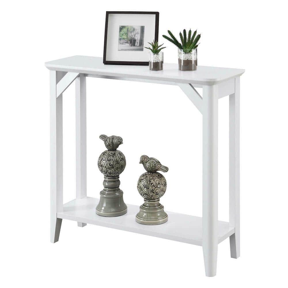 Rustic White Melamine Hall Table with Dual Shelves