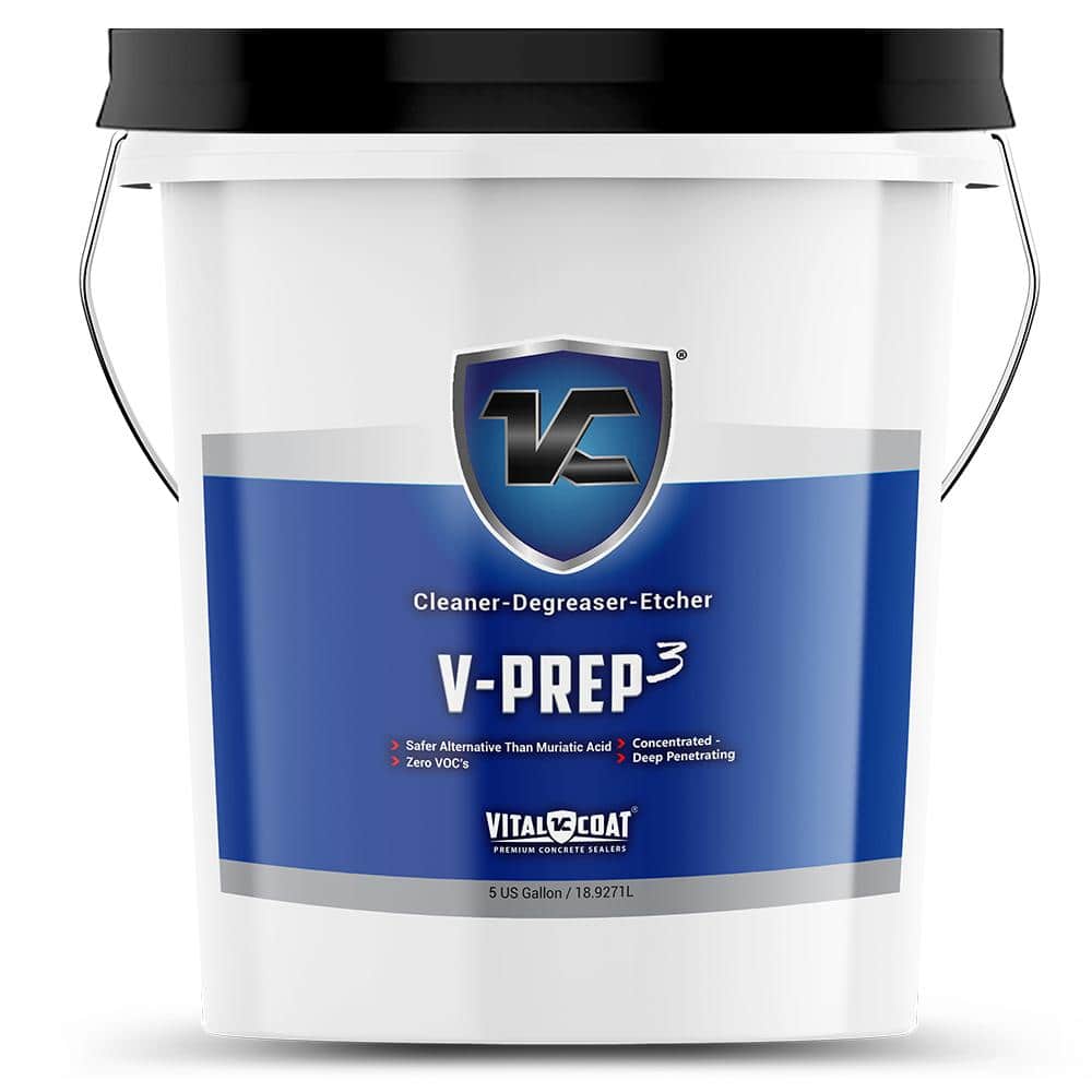 VITAL COAT V-PREP3 5 Gal. Pail Concentrated Industrial Grade 3-in-1 Cleaner, Degreaser and Etcher for Concrete and Masonry Surfaces -  VCVPRP5