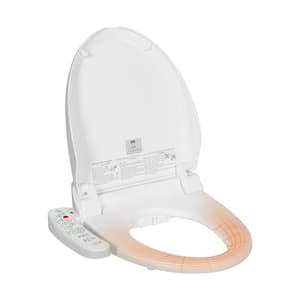 Smart Electric Bidet Seat for Elongated Toilet in White with Side-Panel Control, Heated Seat, Deodorizer and Nightlight