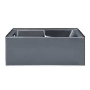 Voltaire 60 in. x 32 in. Soaking Alcove Bathtub with Left-Hand Drain in Gray Matte