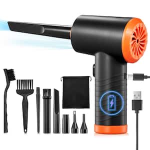 Multi-Purpose Compressed Air Duster, Cordless Compressed Air Blower with Led for Keyboard, PC and Car Cleaning in Orange