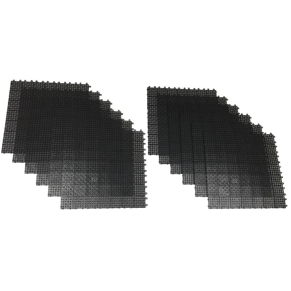 RSI Black Regenerated 22 in. x 22 in. Polypropylene Interlocking Floor Mat System (Set of 12 Tiles)