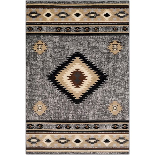 Sora Medium Grey 8 ft. 10 in. x 12 ft. 9 in. Native American Area Rug