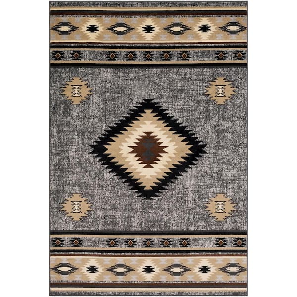 Livabliss Sora Medium Grey 8 ft. 10 in. x 12 ft. 9 in. Native American Area Rug