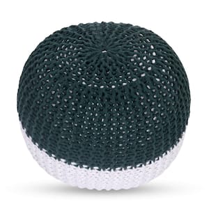 Arionna Green Hand - Knitted Cotton Yarn Round Pouf