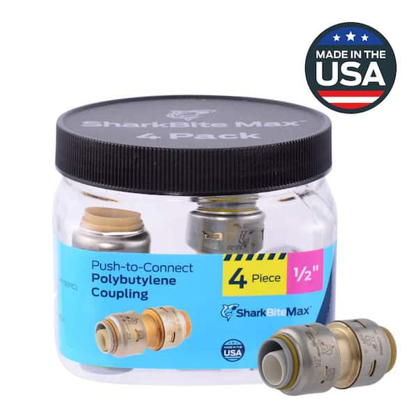 Max 1/2 in. Push-to-Connect Brass Polybutylene Conversion Coupling Fitting Pro Pack (4-Pack)