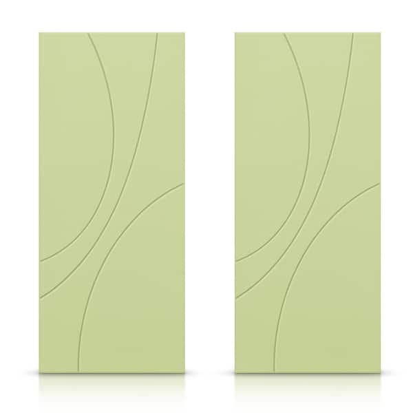 CALHOME 48 in. x 80 in. Hollow Core Sage Green Painted Composite MDF Interior Double Closet Sliding Doors