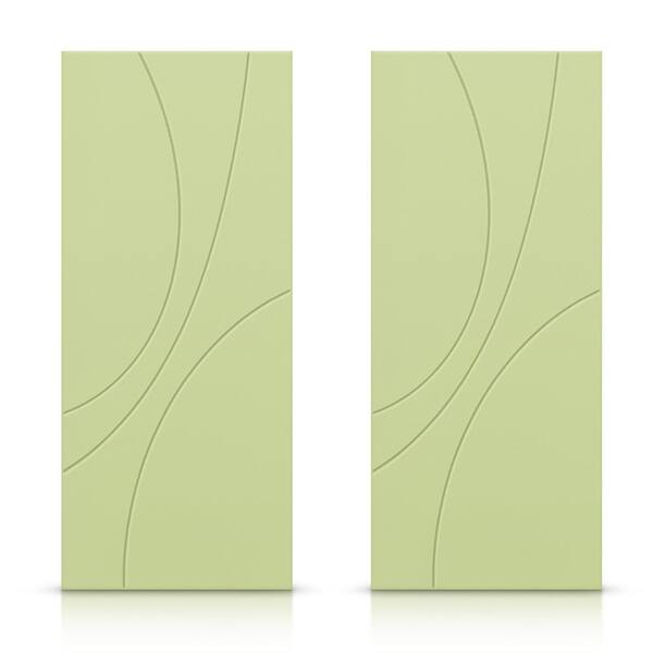 CALHOME 84 in. x 84 in. Hollow Core Sage Green Painted Composite MDF Interior Double Closet Sliding Doors