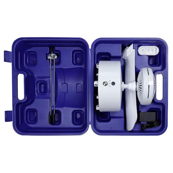 Rechargeable Ceiling Fan 6-Hour Run Time, 31" Diameter Blades, Quick Install Remote Control (White)