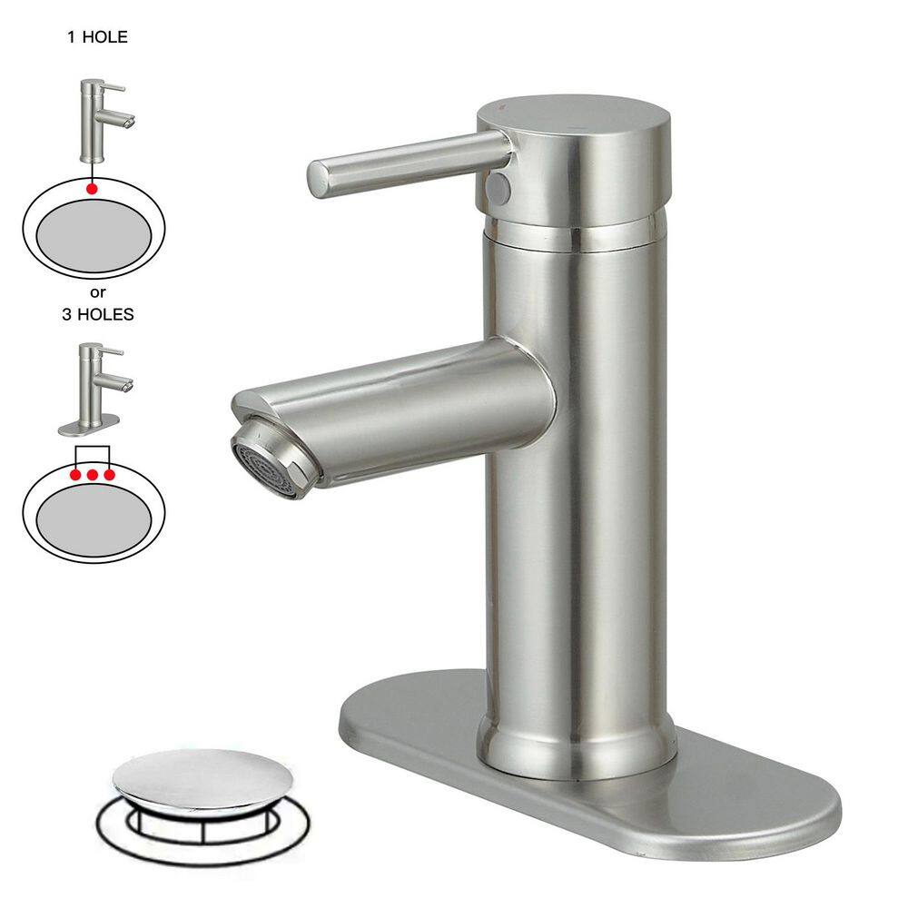 Single Hole Single-Handle Bathroom Faucet With Pop Up Drain in Brushed Nickel price history on PriceWatchPro