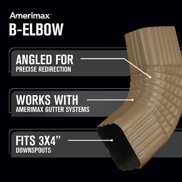 3 in. x 4 in. Pebblestone Clay Aluminum Downspout B-Elbow
