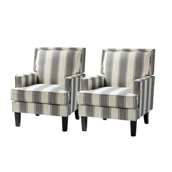 JAYDEN CREATION Filton Grey Comfy Arm Chair with Black Base (Set of 2)