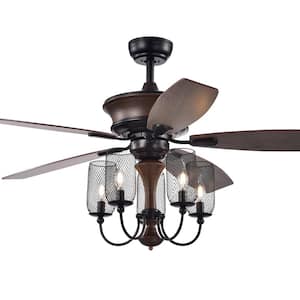 52 in. Indoor Catharina Black Finish Remote Controlled Ceiling Fan with Light Kit