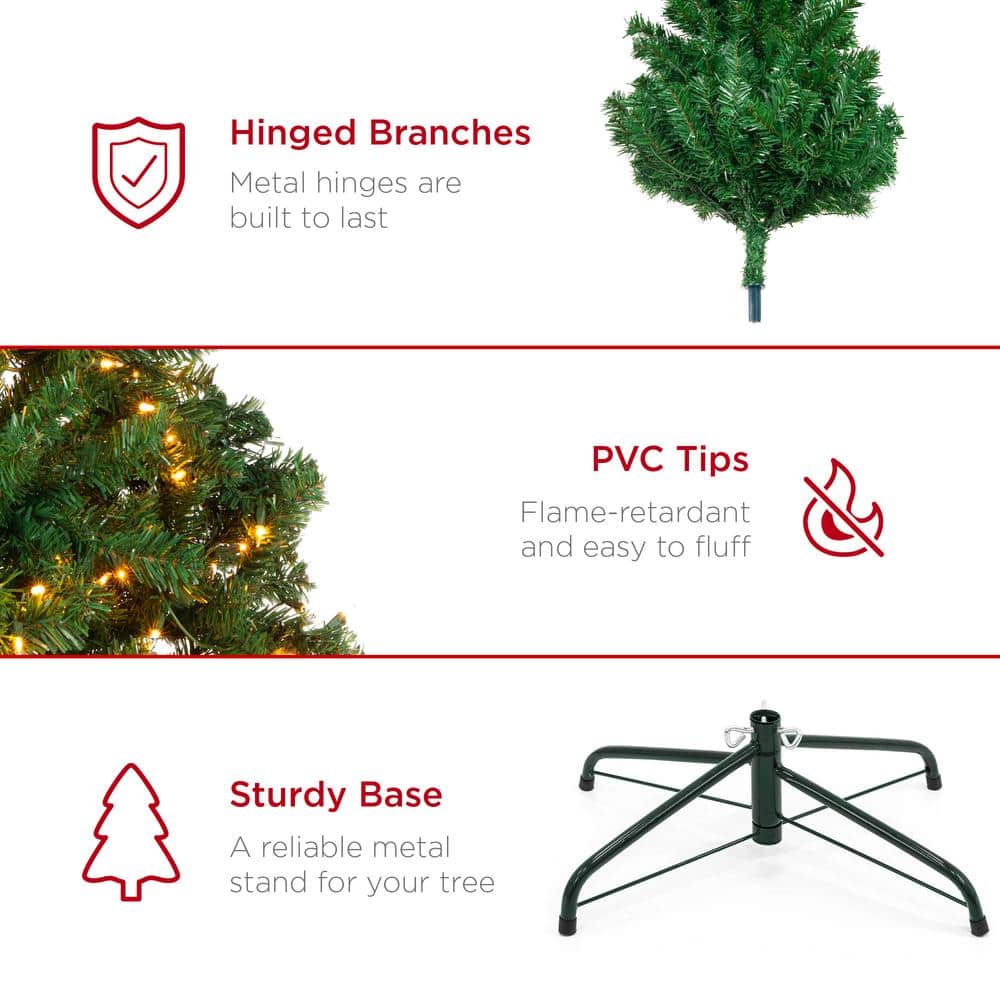 4.5ft Pre-Lit Green Spruce Artificial Christmas Tree with White Lights