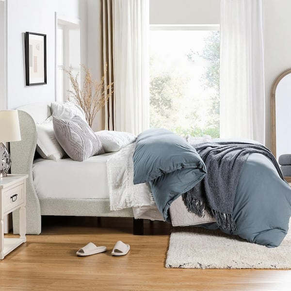 JAYDEN CREATION Eckhard Oatmeal Upholstered Wood Frame