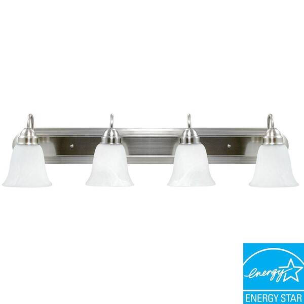 Efficient Lighting Contemporary 4-Light Brushed Nickel Finish Vanity with Bulbs-DISCONTINUED