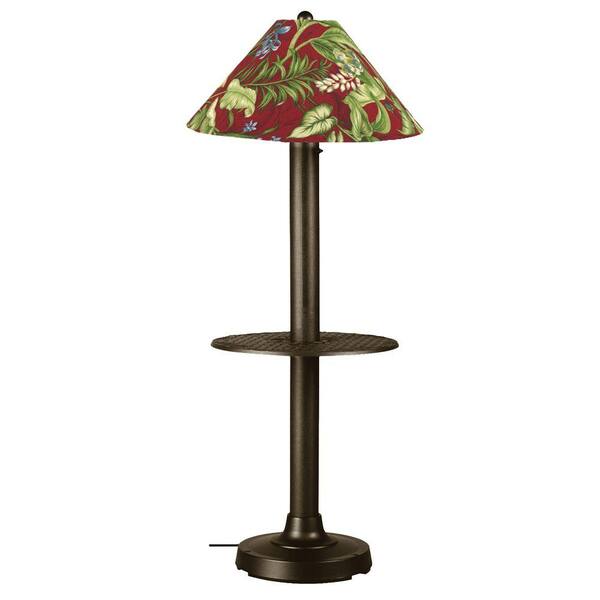 Patio Living Concepts Catalina 63.5 in. Bronze Outdoor Floor Lamp with Tray Table and Lacquer Shade