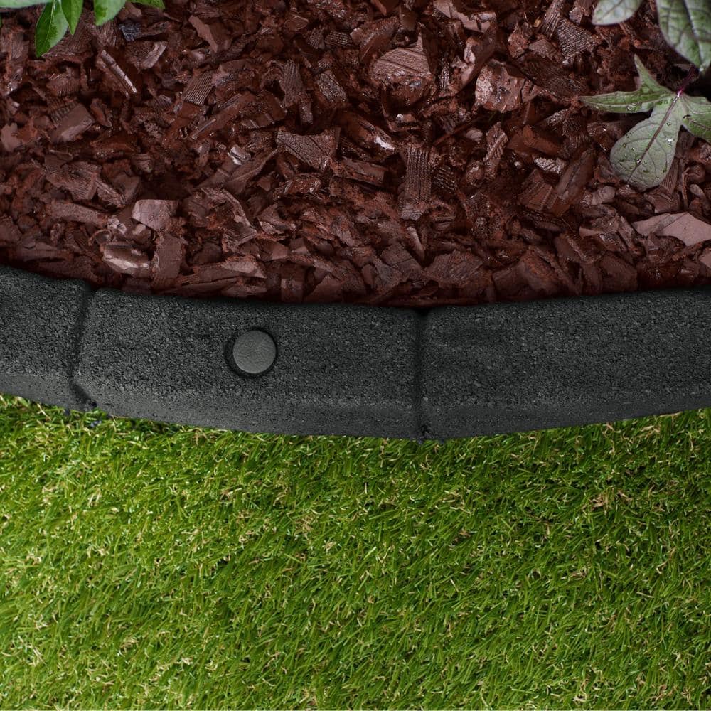 Black Rubber Cobblestone Garden Edging, 4-Pack