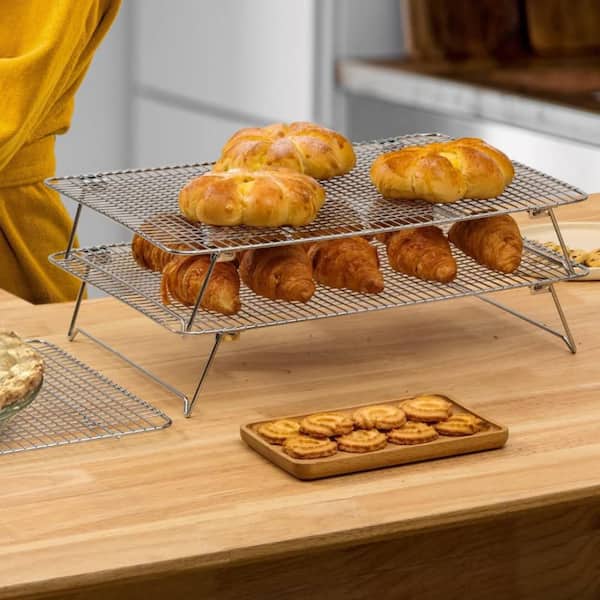 3 Tier Stainless Steel Stackable Cooling Rack for Baking, Wire Cooling Racks for Cookie, Oven and Dishwasher Safe