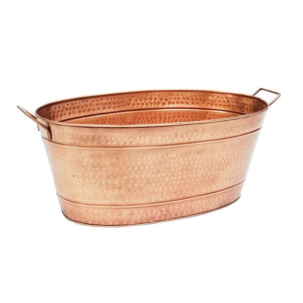 30.5 in. L Large Oval Copper Plated Hammered Tub