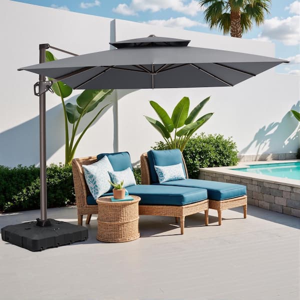 10 cantilever patio umbrella 10ft Cantilever Patio Umbrella with Rotation & Tilt, Brown| Patiowell main image 0