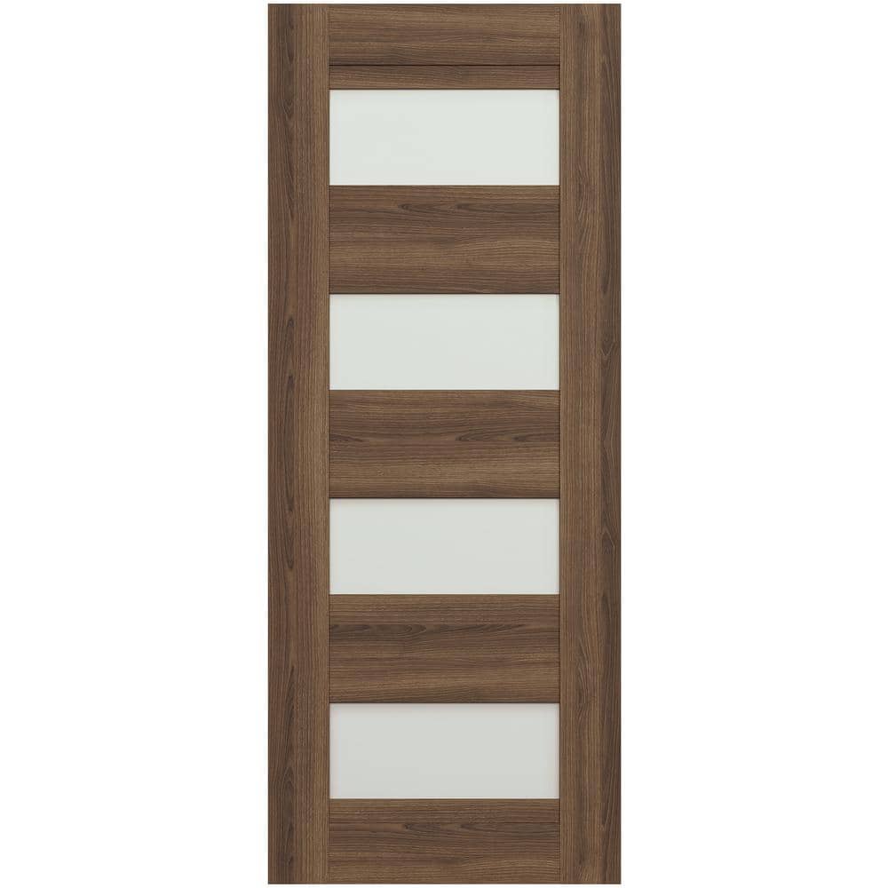 Vona 07-08, 24 in. x 95.25 in. No Bore 4-Lite Frosted Glass Pecan Nutwood Composite Wood Interior Door Slab price history on PriceWatchPro