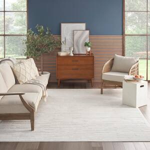 Casual Ivory 9 ft. x 12 ft. Abstract Contemporary Area Rug