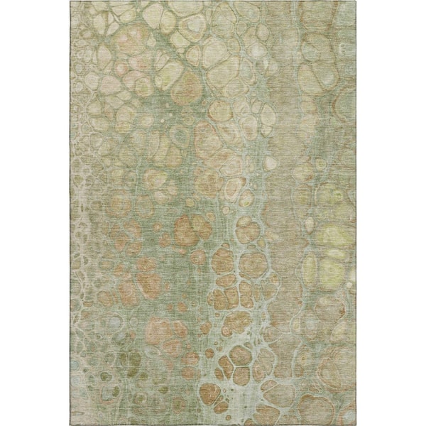 Mayfield Premium Machine Washable Abstract AMF1940 Aloe 10 ft. x 14 ft. Area Rug