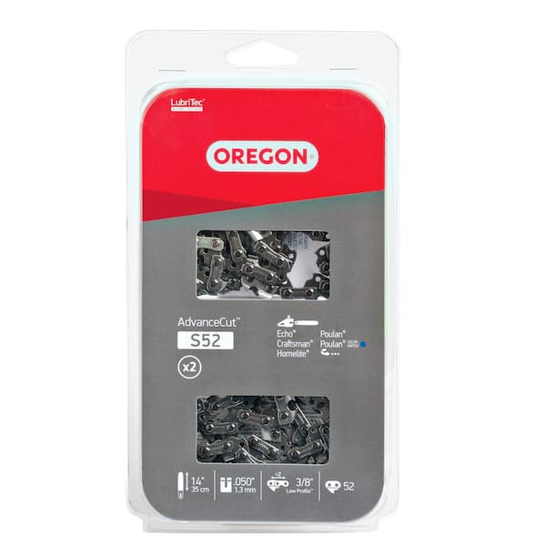 Oregon S52T 2-Pack Chainsaw Chain for 14 in. Bar Fits Echo, Craftsman, Poulan, Homelite, Makita Husqvarna and more